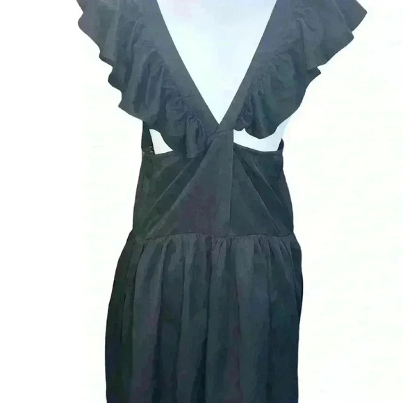 Nordstrom Treasure Bond Women’s Black Ruffle Strap Dress Halter Neck Open back - Picture 5 of 5